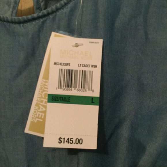 Michael Kors Chambray tie front short sleeve blouse - Picture 2 of 5